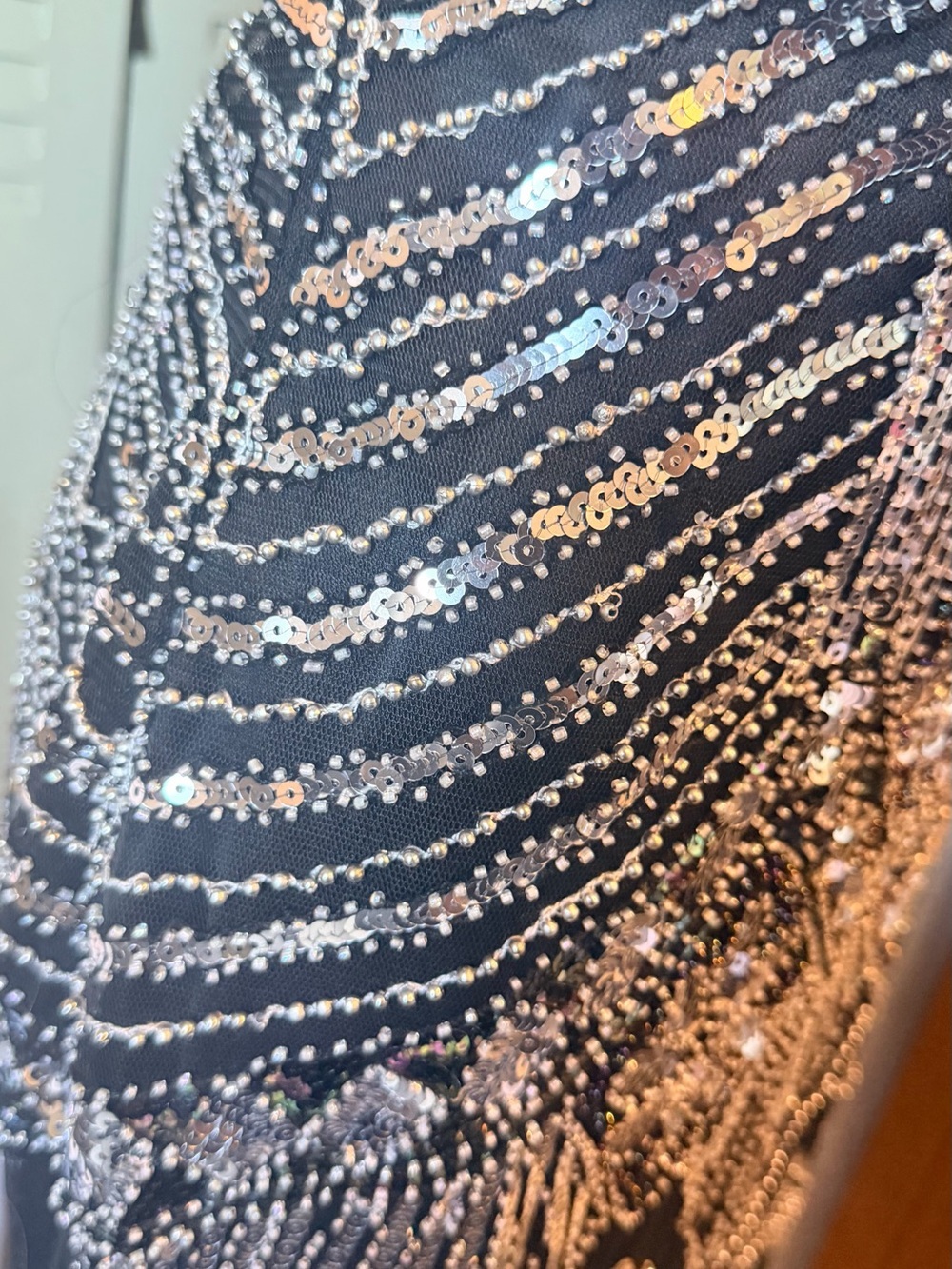 Unique Vintage Black Beaded 1920s‎ Flapper Fringe Dress Size S - Picture 9 of 16